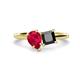 1 - Zoya Pear Shape Ruby & Princess Shape Black Diamond 2 Stone Duo Ring 