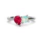 1 - Zoya Pear Shape Ruby & Princess Shape Lab Created Opal 2 Stone Duo Ring 
