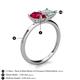 5 - Zoya Pear Shape Ruby & Princess Shape Lab Created Opal 2 Stone Duo Ring 