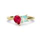 1 - Zoya Pear Shape Ruby & Princess Shape Lab Created Opal 2 Stone Duo Ring 