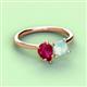 3 - Zoya Pear Shape Ruby & Princess Shape Lab Created Opal 2 Stone Duo Ring 