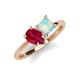 4 - Zoya Pear Shape Ruby & Princess Shape Lab Created Opal 2 Stone Duo Ring 