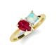 4 - Zoya Pear Shape Ruby & Princess Shape Lab Created Opal 2 Stone Duo Ring 