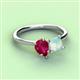 3 - Zoya Pear Shape Ruby & Princess Shape Lab Created Opal 2 Stone Duo Ring 