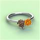 3 - Zoya Pear Shape Smoky Quartz & Princess Shape Citrine 2 Stone Duo Ring 