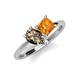 4 - Zoya Pear Shape Smoky Quartz & Princess Shape Citrine 2 Stone Duo Ring 