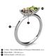 5 - Zoya Pear Shape Smoky Quartz & Princess Shape Peridot 2 Stone Duo Ring 