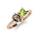 4 - Zoya Pear Shape Smoky Quartz & Princess Shape Peridot 2 Stone Duo Ring 