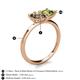 5 - Zoya Pear Shape Smoky Quartz & Princess Shape Peridot 2 Stone Duo Ring 