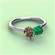 3 - Zoya Pear Shape Smoky Quartz & Princess Shape Lab Created Emerald 2 Stone Duo Ring 