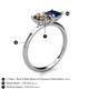 5 - Zoya Pear Shape Smoky Quartz & Princess Shape Lab Created Blue Sapphire 2 Stone Duo Ring 