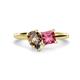 1 - Zoya Pear Shape Smoky Quartz & Princess Shape Pink Tourmaline 2 Stone Duo Ring 