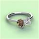 3 - Zoya Pear Shape Smoky Quartz & Princess Shape GIA Certified Diamond 2 Stone Duo Ring 