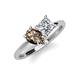 4 - Zoya Pear Shape Smoky Quartz & Princess Shape GIA Certified Diamond 2 Stone Duo Ring 