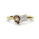 1 - Zoya Pear Shape Smoky Quartz & Princess Shape GIA Certified Diamond 2 Stone Duo Ring 