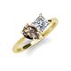 4 - Zoya Pear Shape Smoky Quartz & Princess Shape GIA Certified Diamond 2 Stone Duo Ring 
