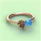 3 - Zoya Pear Shape Smoky Quartz & Princess Shape Blue Topaz 2 Stone Duo Ring 