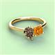 3 - Zoya Pear Shape Smoky Quartz & Princess Shape Citrine 2 Stone Duo Ring 