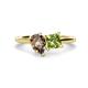 1 - Zoya Pear Shape Smoky Quartz & Princess Shape Peridot 2 Stone Duo Ring 