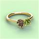 3 - Zoya Pear Shape Smoky Quartz & Princess Shape Peridot 2 Stone Duo Ring 