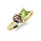 4 - Zoya Pear Shape Smoky Quartz & Princess Shape Peridot 2 Stone Duo Ring 