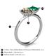 5 - Zoya Pear Shape Smoky Quartz & Princess Shape Lab Created Emerald 2 Stone Duo Ring 