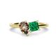 1 - Zoya Pear Shape Smoky Quartz & Princess Shape Lab Created Emerald 2 Stone Duo Ring 