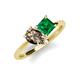 4 - Zoya Pear Shape Smoky Quartz & Princess Shape Lab Created Emerald 2 Stone Duo Ring 