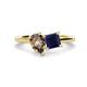 1 - Zoya Pear Shape Smoky Quartz & Princess Shape Lab Created Blue Sapphire 2 Stone Duo Ring 