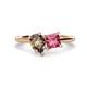 1 - Zoya Pear Shape Smoky Quartz & Princess Shape Pink Tourmaline 2 Stone Duo Ring 