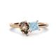1 - Zoya Pear Shape Smoky Quartz & Princess Shape Aquamarine 2 Stone Duo Ring 