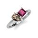 4 - Zoya Pear Shape Smoky Quartz & Princess Shape Rhodolite Garnet 2 Stone Duo Ring 