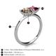 5 - Zoya Pear Shape Smoky Quartz & Princess Shape Rhodolite Garnet 2 Stone Duo Ring 