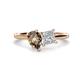 1 - Zoya Pear Shape Smoky Quartz & Princess Shape Certified Lab Grown Diamond 2 Stone Duo Ring 