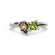 1 - Zoya Pear Shape Smoky Quartz & Princess Shape Peridot 2 Stone Duo Ring 