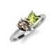 4 - Zoya Pear Shape Smoky Quartz & Princess Shape Peridot 2 Stone Duo Ring 
