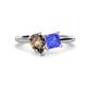 1 - Zoya Pear Shape Smoky Quartz & Princess Shape Tanzanite 2 Stone Duo Ring 