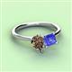 3 - Zoya Pear Shape Smoky Quartz & Princess Shape Tanzanite 2 Stone Duo Ring 