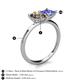 5 - Zoya Pear Shape Smoky Quartz & Princess Shape Tanzanite 2 Stone Duo Ring 