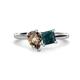 1 - Zoya Pear Shape Smoky Quartz & Princess Shape London Blue Topaz 2 Stone Duo Ring 