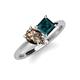 4 - Zoya Pear Shape Smoky Quartz & Princess Shape London Blue Topaz 2 Stone Duo Ring 