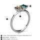 5 - Zoya Pear Shape Smoky Quartz & Princess Shape London Blue Topaz 2 Stone Duo Ring 