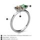 5 - Zoya Pear Shape Smoky Quartz & Princess Shape Lab Created Alexandrite 2 Stone Duo Ring 