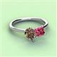 3 - Zoya Pear Shape Smoky Quartz & Princess Shape Pink Tourmaline 2 Stone Duo Ring 
