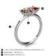 5 - Zoya Pear Shape Smoky Quartz & Princess Shape Pink Tourmaline 2 Stone Duo Ring 
