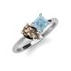 4 - Zoya Pear Shape Smoky Quartz & Princess Shape Aquamarine 2 Stone Duo Ring 