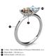 5 - Zoya Pear Shape Smoky Quartz & Princess Shape Aquamarine 2 Stone Duo Ring 