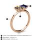 5 - Zoya Pear Shape Smoky Quartz & Princess Shape Lab Created Blue Sapphire 2 Stone Duo Ring 