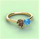 3 - Zoya Pear Shape Smoky Quartz & Princess Shape Blue Topaz 2 Stone Duo Ring 