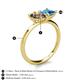 5 - Zoya Pear Shape Smoky Quartz & Princess Shape Blue Topaz 2 Stone Duo Ring 